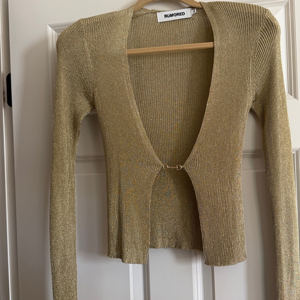 Rumored Metallic Gold Cardigan Sweater Sz M 💛
